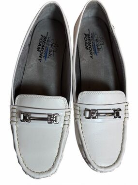 Women’s White Leather Driving Loafers